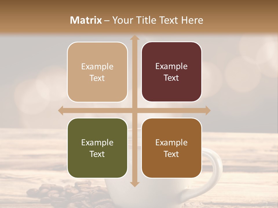 A Cup Of Coffee On A Table With Coffee Beans PowerPoint Template