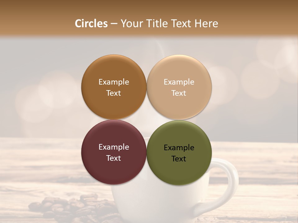 A Cup Of Coffee On A Table With Coffee Beans PowerPoint Template