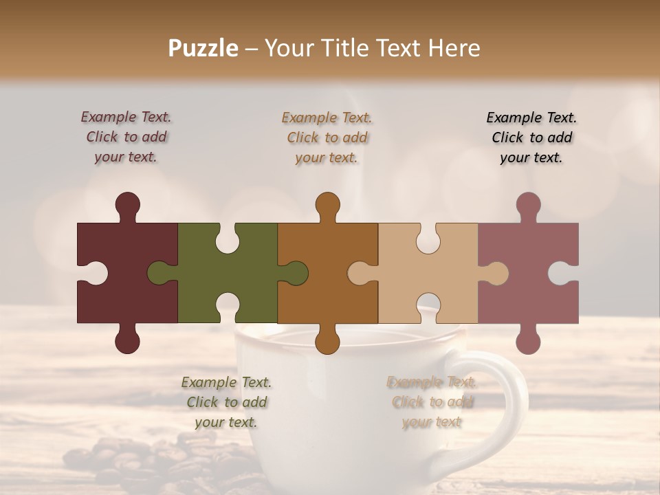 A Cup Of Coffee On A Table With Coffee Beans PowerPoint Template