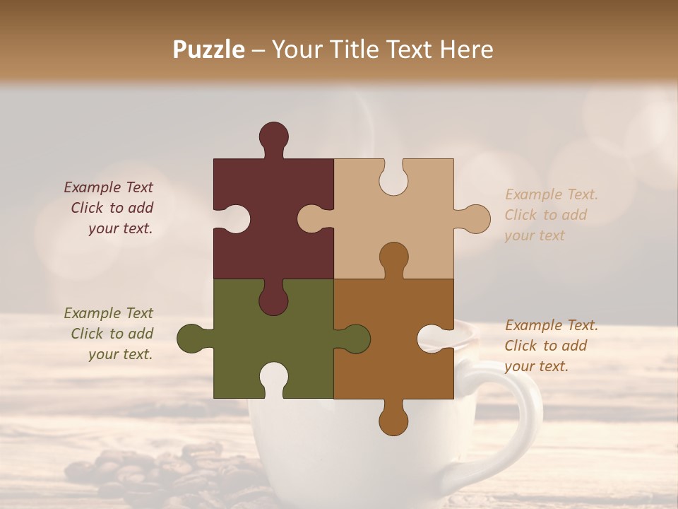 A Cup Of Coffee On A Table With Coffee Beans PowerPoint Template
