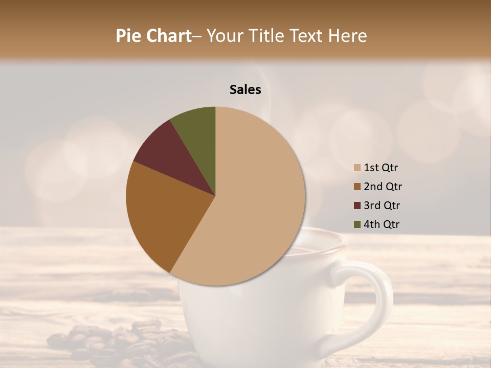 A Cup Of Coffee On A Table With Coffee Beans PowerPoint Template