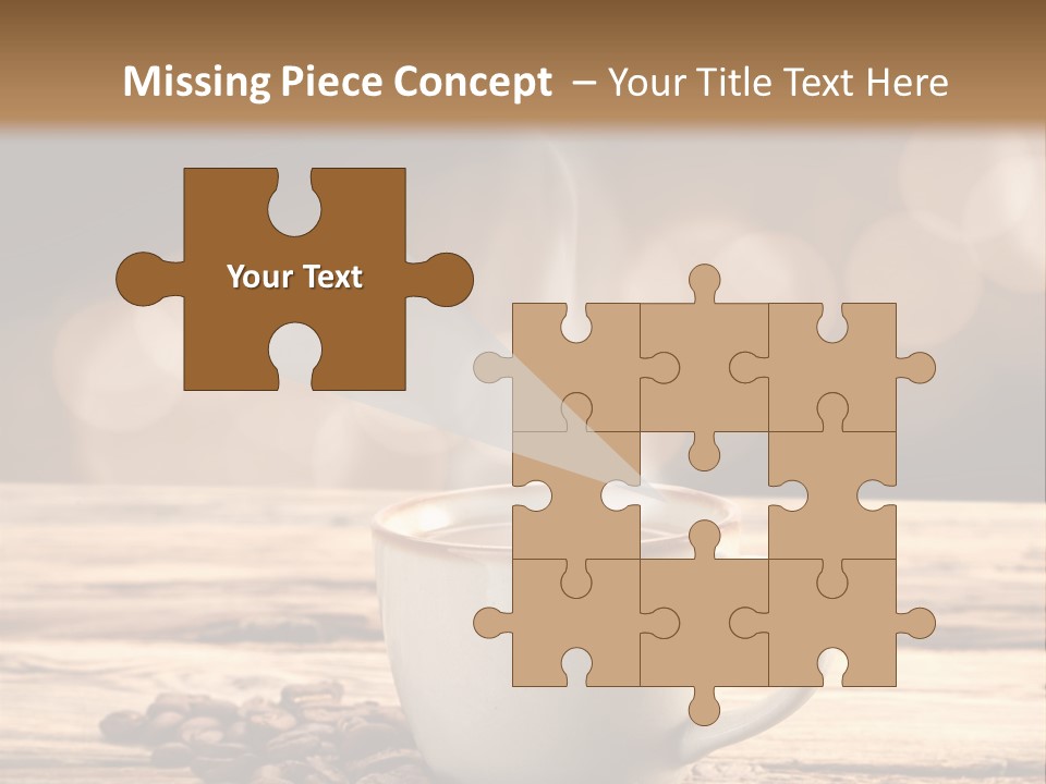 A Cup Of Coffee On A Table With Coffee Beans PowerPoint Template