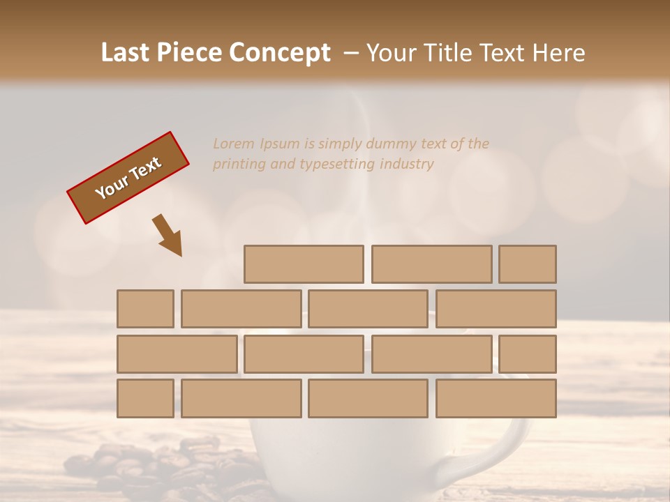 A Cup Of Coffee On A Table With Coffee Beans PowerPoint Template