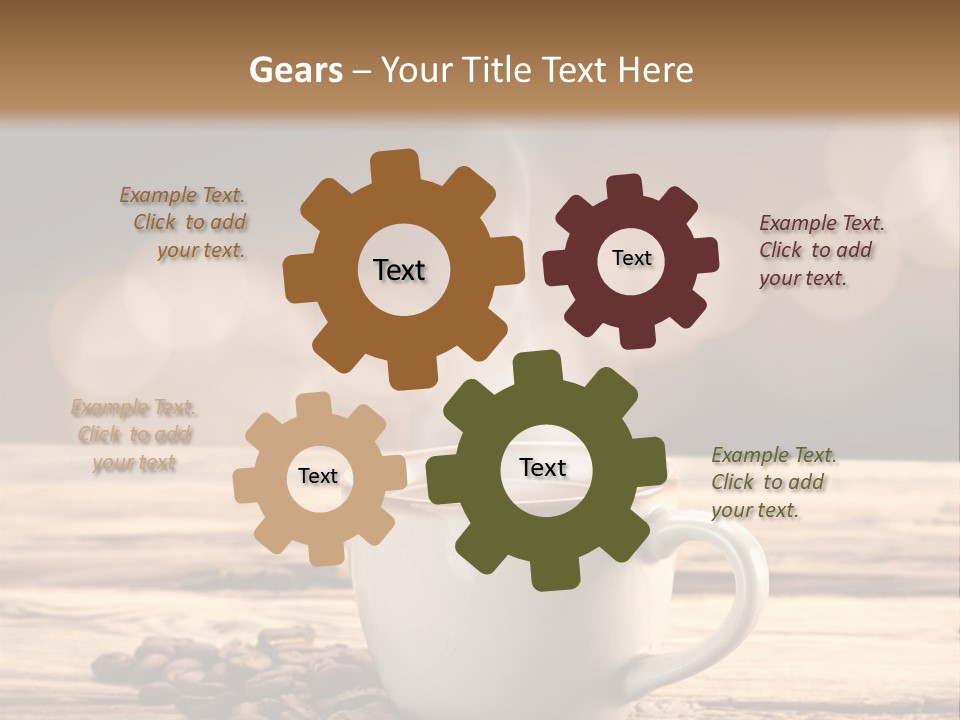 A Cup Of Coffee On A Table With Coffee Beans PowerPoint Template