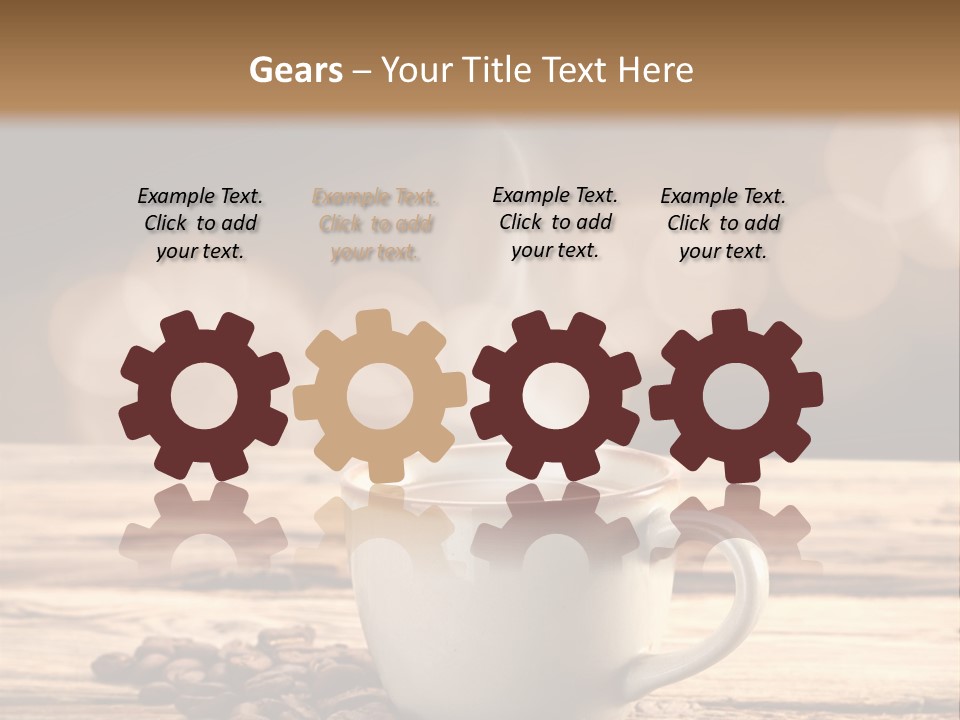 A Cup Of Coffee On A Table With Coffee Beans PowerPoint Template