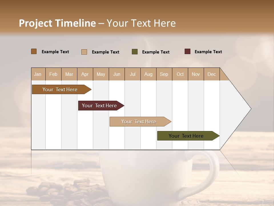 A Cup Of Coffee On A Table With Coffee Beans PowerPoint Template