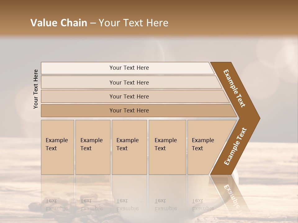 A Cup Of Coffee On A Table With Coffee Beans PowerPoint Template