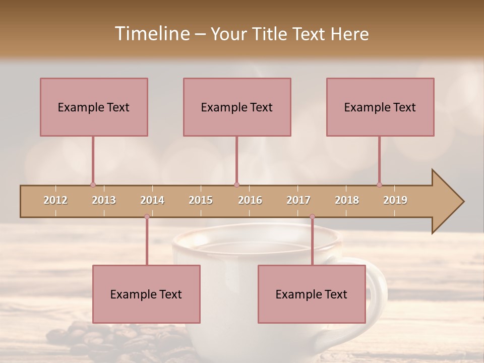 A Cup Of Coffee On A Table With Coffee Beans PowerPoint Template