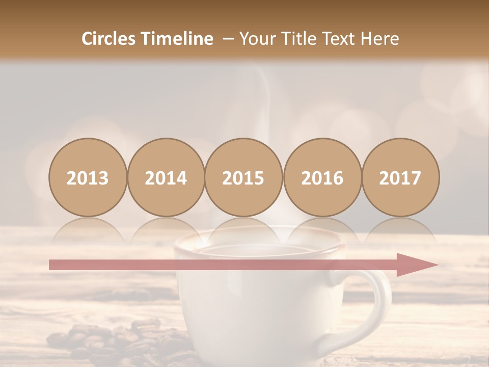 A Cup Of Coffee On A Table With Coffee Beans PowerPoint Template