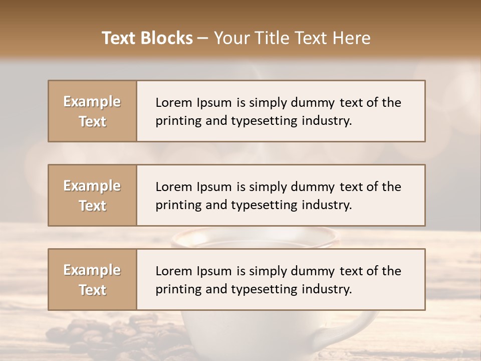 A Cup Of Coffee On A Table With Coffee Beans PowerPoint Template
