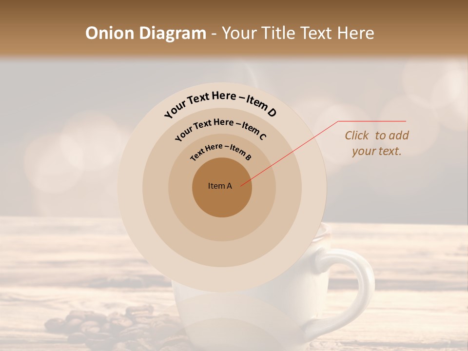 A Cup Of Coffee On A Table With Coffee Beans PowerPoint Template