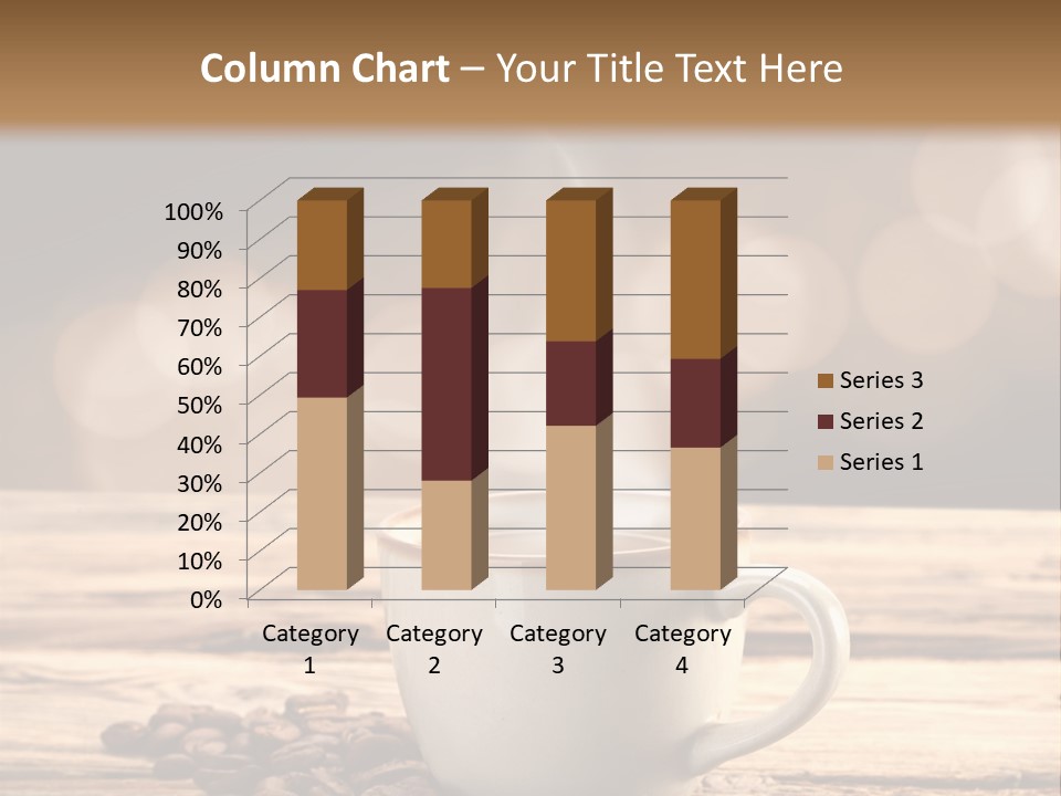 A Cup Of Coffee On A Table With Coffee Beans PowerPoint Template