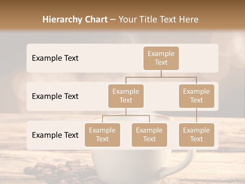 A Cup Of Coffee On A Table With Coffee Beans PowerPoint Template
