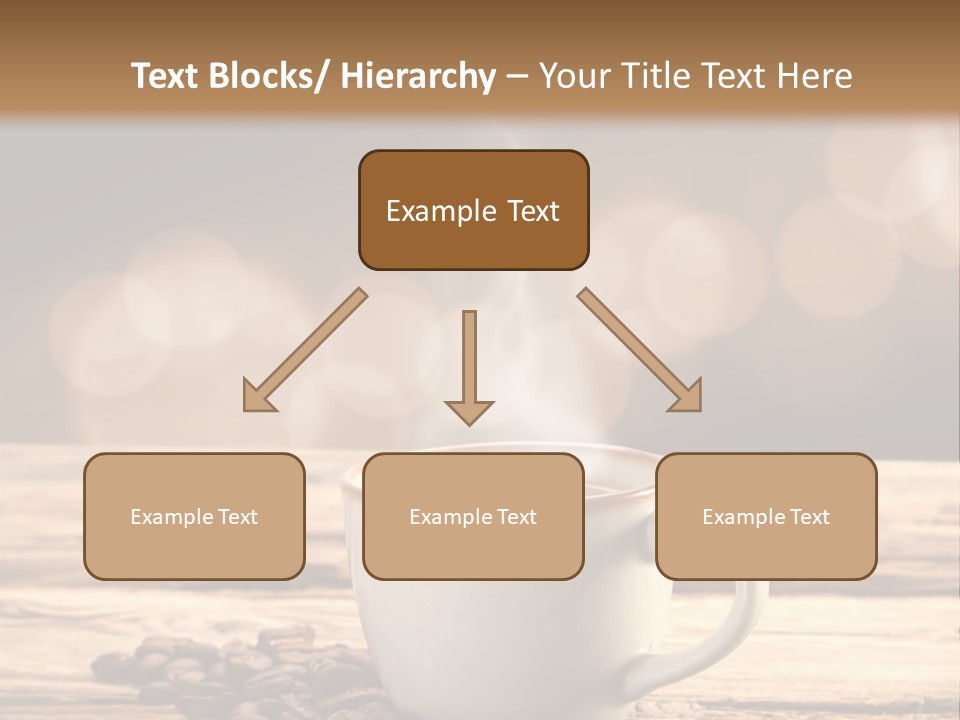 A Cup Of Coffee On A Table With Coffee Beans PowerPoint Template