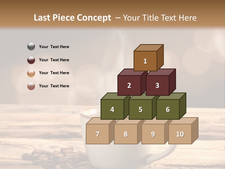 A Cup Of Coffee On A Table With Coffee Beans PowerPoint Template