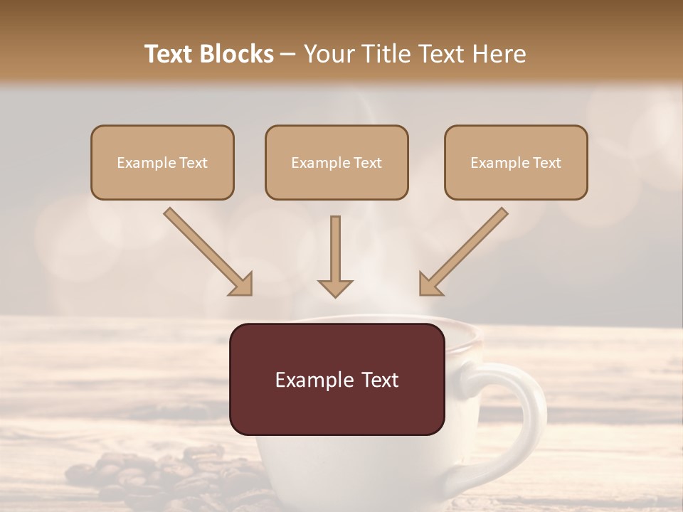 A Cup Of Coffee On A Table With Coffee Beans PowerPoint Template