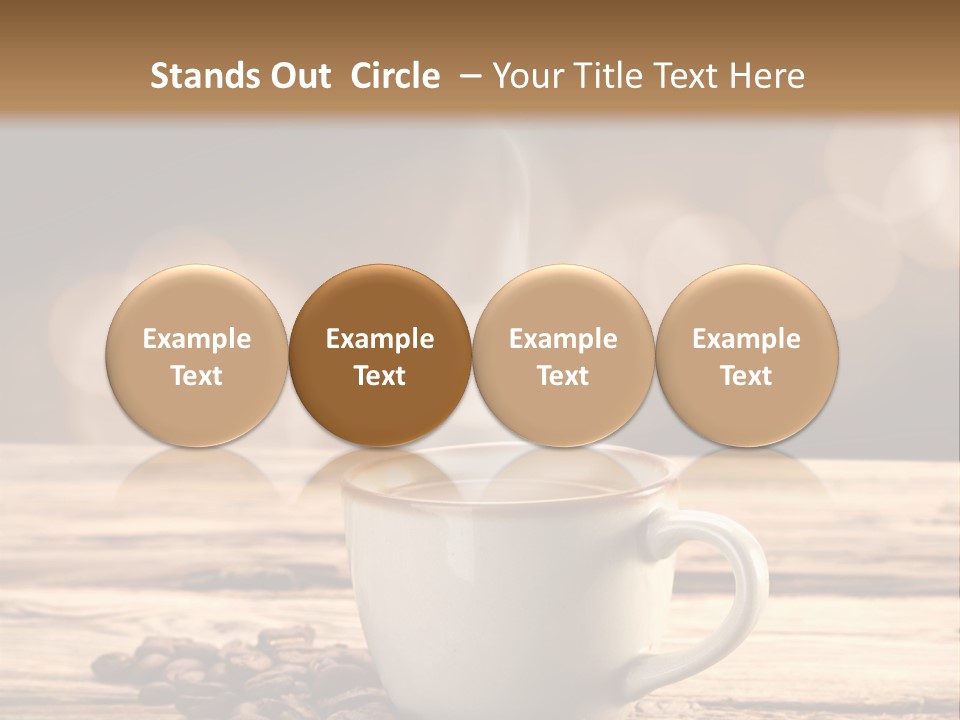 A Cup Of Coffee On A Table With Coffee Beans PowerPoint Template