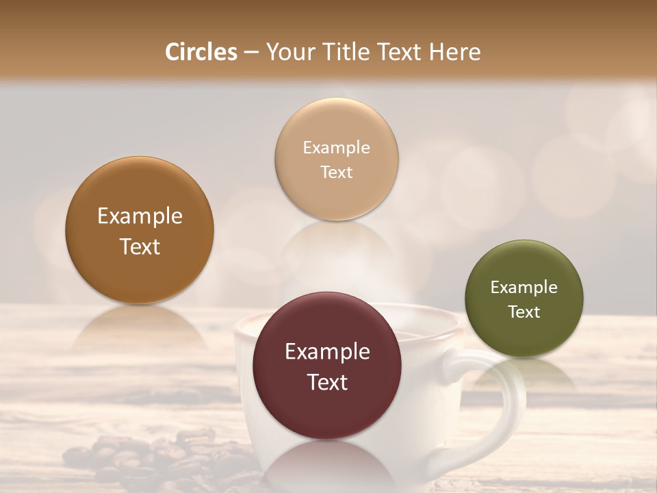 A Cup Of Coffee On A Table With Coffee Beans PowerPoint Template