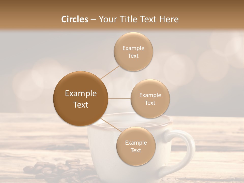 A Cup Of Coffee On A Table With Coffee Beans PowerPoint Template