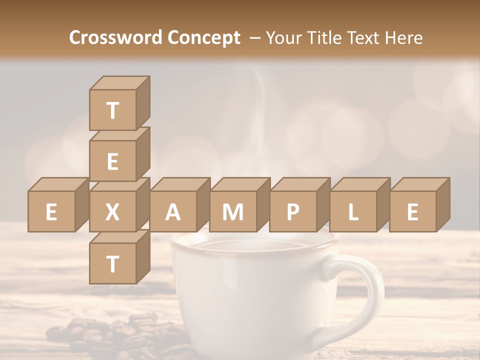 A Cup Of Coffee On A Table With Coffee Beans PowerPoint Template