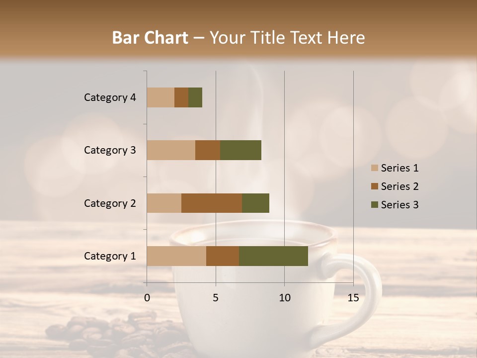 A Cup Of Coffee On A Table With Coffee Beans PowerPoint Template