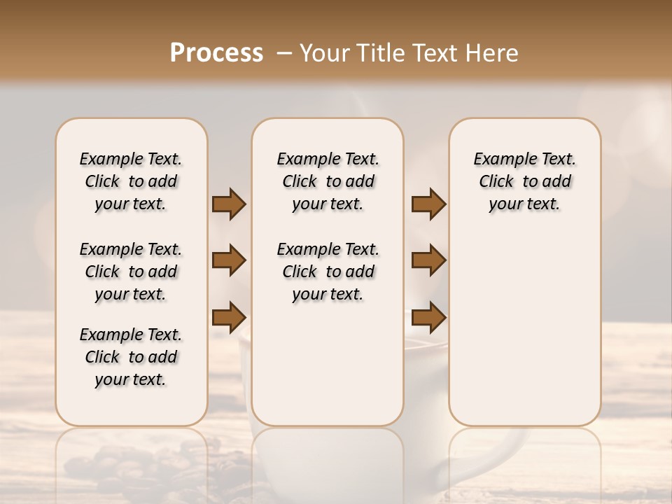 A Cup Of Coffee On A Table With Coffee Beans PowerPoint Template