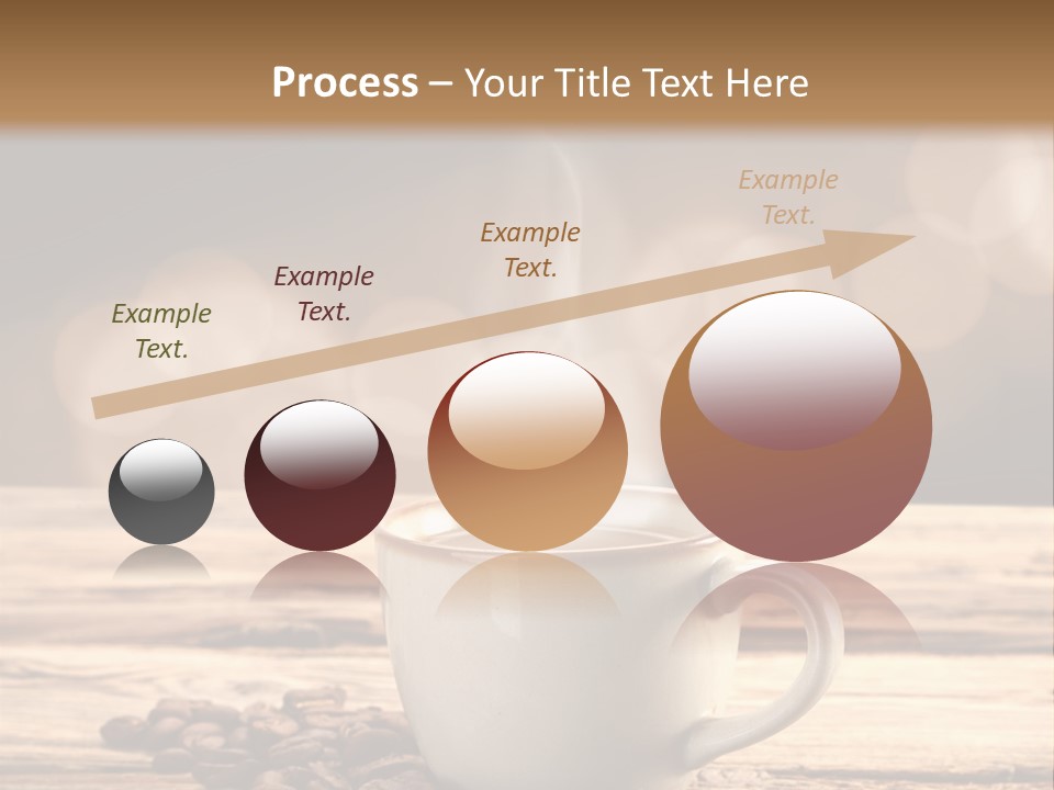 A Cup Of Coffee On A Table With Coffee Beans PowerPoint Template