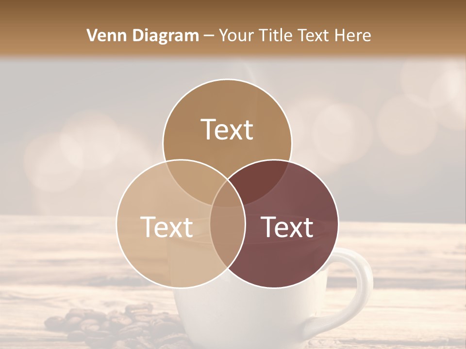 A Cup Of Coffee On A Table With Coffee Beans PowerPoint Template