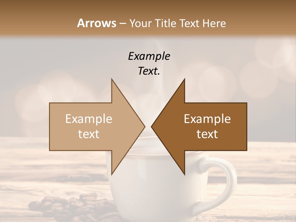 A Cup Of Coffee On A Table With Coffee Beans PowerPoint Template