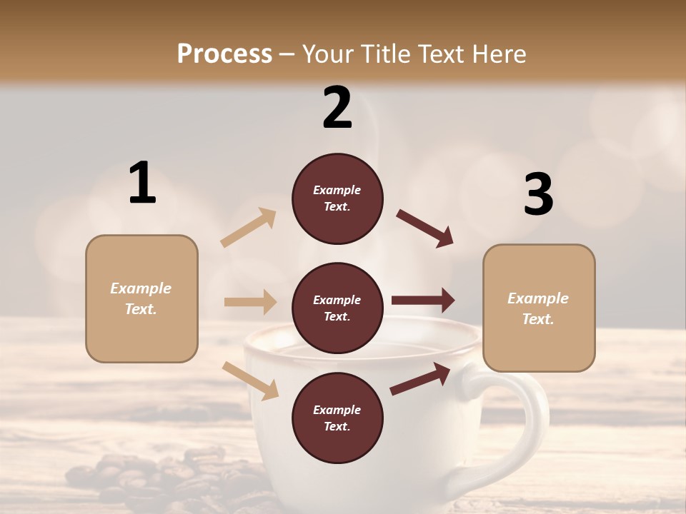 A Cup Of Coffee On A Table With Coffee Beans PowerPoint Template