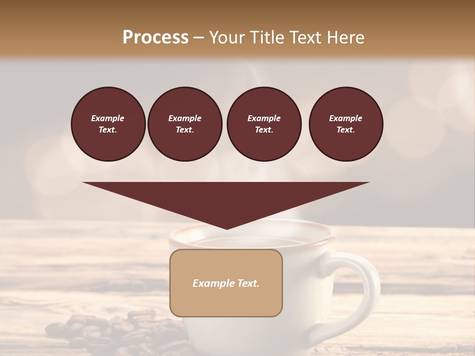 A Cup Of Coffee On A Table With Coffee Beans PowerPoint Template
