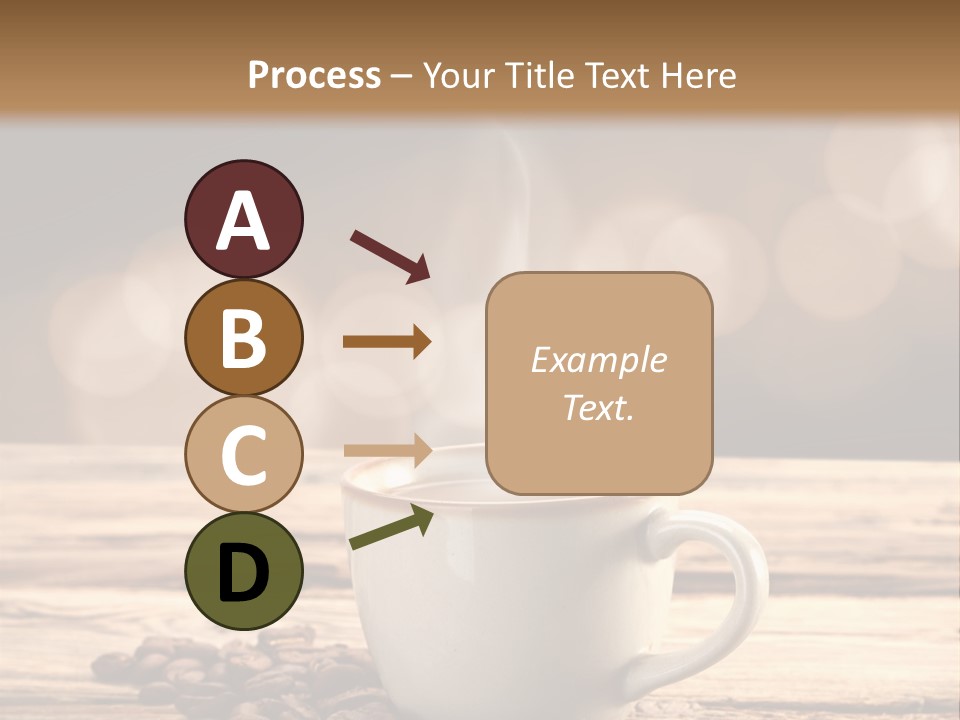 A Cup Of Coffee On A Table With Coffee Beans PowerPoint Template