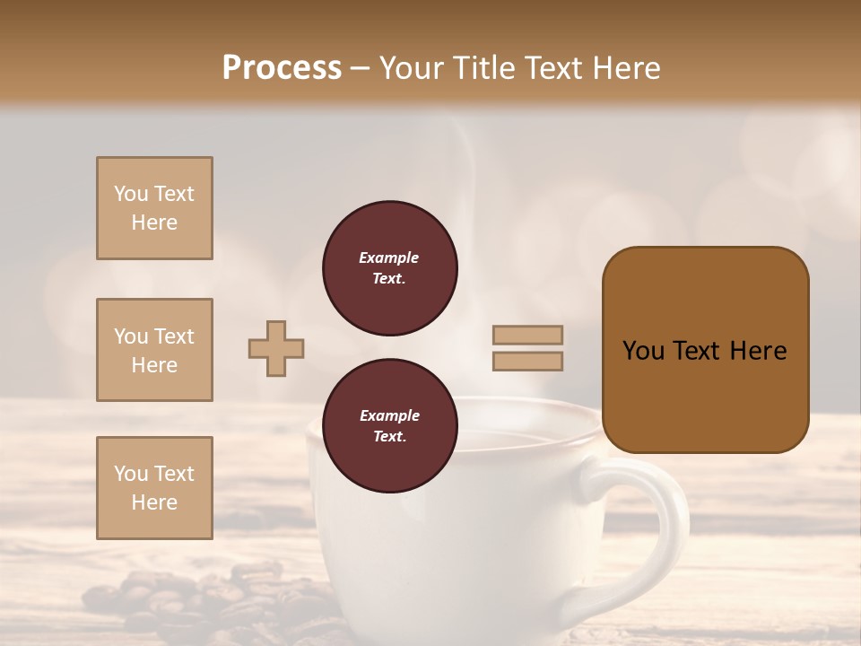 A Cup Of Coffee On A Table With Coffee Beans PowerPoint Template