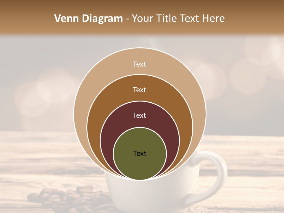 A Cup Of Coffee On A Table With Coffee Beans PowerPoint Template
