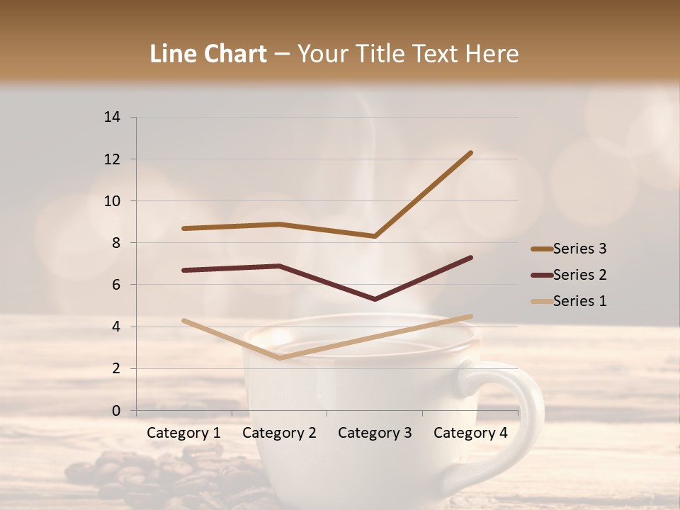 A Cup Of Coffee On A Table With Coffee Beans PowerPoint Template