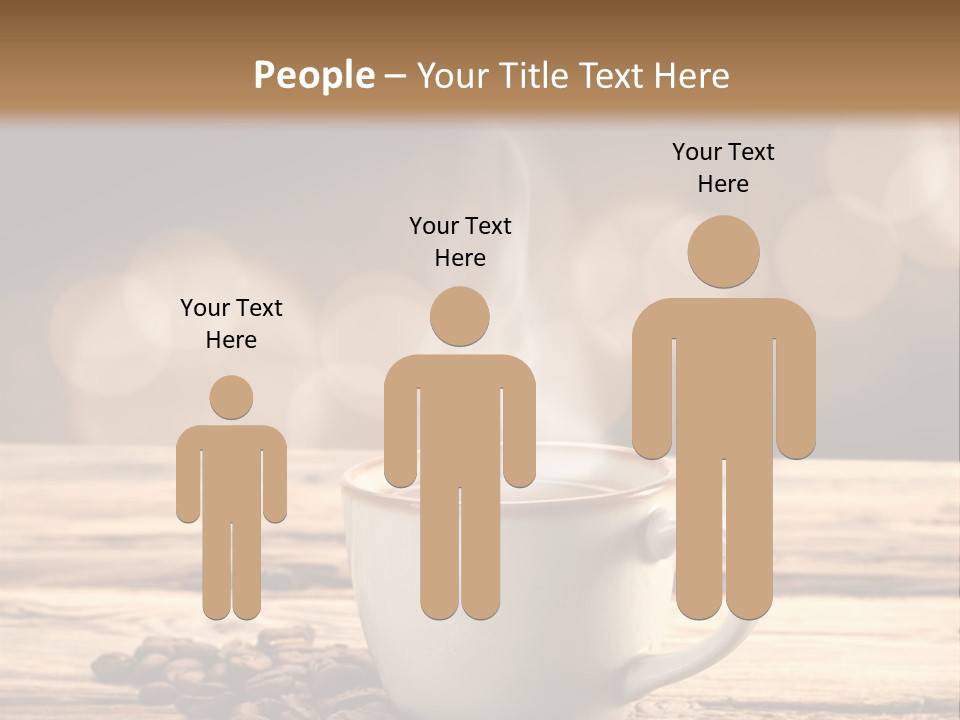 A Cup Of Coffee On A Table With Coffee Beans PowerPoint Template