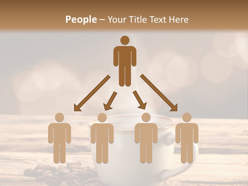 A Cup Of Coffee On A Table With Coffee Beans PowerPoint Template