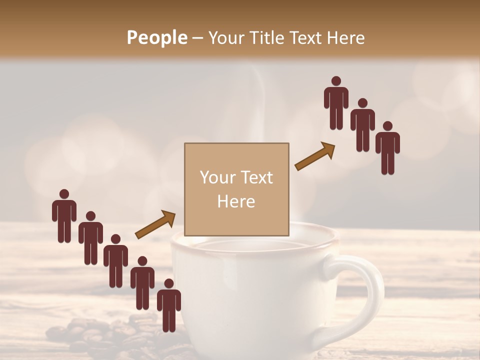 A Cup Of Coffee On A Table With Coffee Beans PowerPoint Template