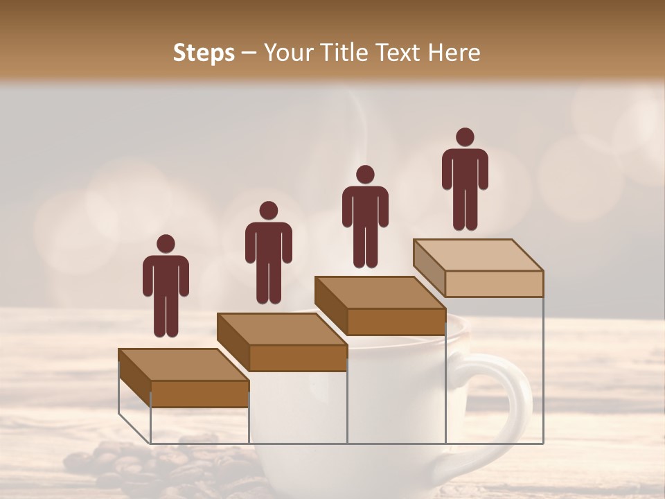 A Cup Of Coffee On A Table With Coffee Beans PowerPoint Template