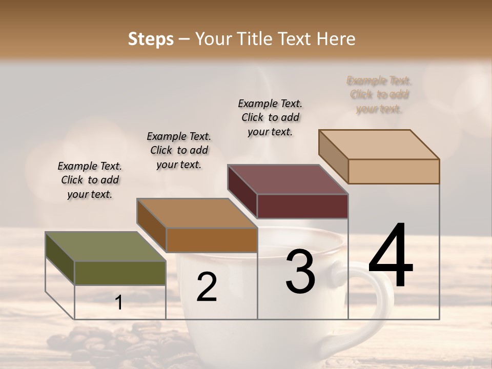 A Cup Of Coffee On A Table With Coffee Beans PowerPoint Template