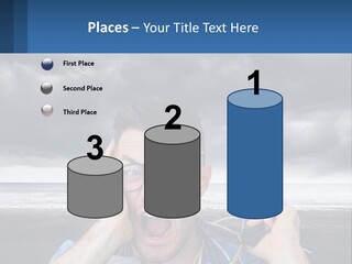 A Man Holding A Cell Phone Up To His Face PowerPoint Template