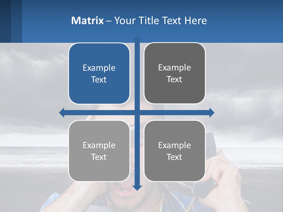 A Man Holding A Cell Phone Up To His Face PowerPoint Template