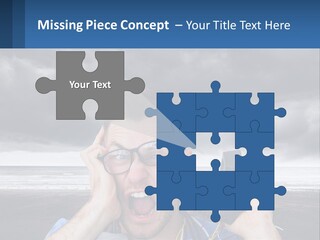 A Man Holding A Cell Phone Up To His Face PowerPoint Template