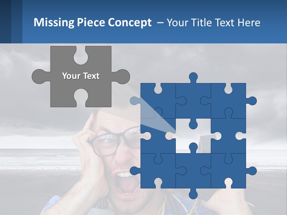 A Man Holding A Cell Phone Up To His Face PowerPoint Template