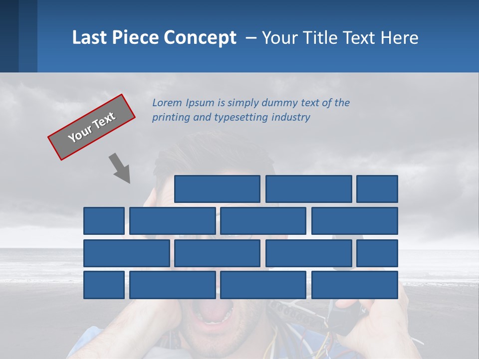 A Man Holding A Cell Phone Up To His Face PowerPoint Template