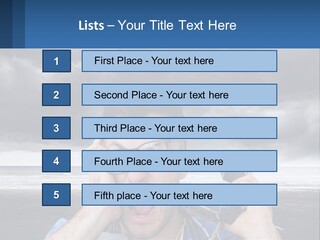 A Man Holding A Cell Phone Up To His Face PowerPoint Template