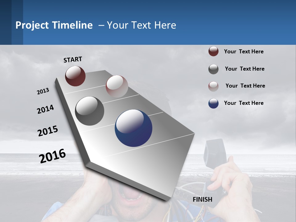 A Man Holding A Cell Phone Up To His Face PowerPoint Template