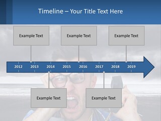 A Man Holding A Cell Phone Up To His Face PowerPoint Template