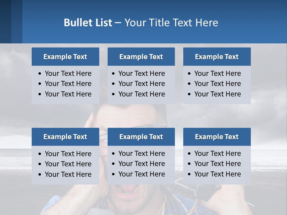 A Man Holding A Cell Phone Up To His Face PowerPoint Template