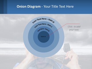 A Man Holding A Cell Phone Up To His Face PowerPoint Template
